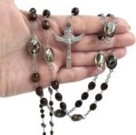 TALISMAN4U Stations of the Cross Rosary Chaplet Carved Wooden Beads Catholic Necklace for Men Women Holy Trinity Crucifix Cross Religious Gift Jewelry with Rosary Box & Prayer Booklet - Image 5