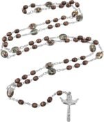 TALISMAN4U Stations of the Cross Rosary Chaplet Carved Wooden Beads Catholic Necklace for Men Women Holy Trinity Crucifix Cross Religious Gift Jewelry with Rosary Box & Prayer Booklet - Image 9