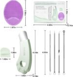Blackhead Remover Tools for Face, Black Head Remover for Nose, 304 Stainless Steel Pore Extractor Spatula for Deep Pore Cleaning with Soft Silicone Cleansing Brush & 4 Blackhead Needles - Image 8