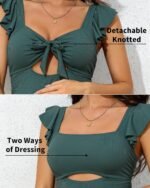 Charmo Ruffle Maternity Bathing Suits for Women Ribbed Tie Knot Maternity Swimsuit Cutout Ruched Pregnancy Swimwear - Image 5