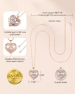 S925 Sterling Silver Necklace for Women, Wife Jewelry Rose Gold, Mom Birthday Valentines Mothers Day Gifts, Girlfriend Necklaces, Daughter Heart Jewel, Anniversary for Her - Image 5