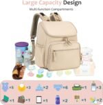 Lightweight Diaper Bag Backpack with Stroller Clips, Insulated Pockets, Baby Shower Essentials (Classic, Beige) - Image 3