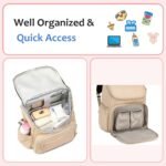 Lightweight Diaper Bag Backpack with Stroller Clips, Insulated Pockets, Baby Shower Essentials (Classic, Beige) - Image 4