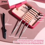 JPNK Blackhead Remover Tool Comedones Extractor Acne Removal kit & Eyebrow Trimmer Kit, 8PCS in One with 5X Magnifying Mirror (Silver) - Image 3