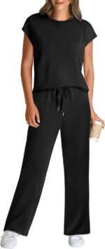 WIHOLL 2 Piece Sets for Women Casual Summer Travel Vacation Outfits Cap Sleeve Lounge Set - Image 3