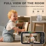 Baby Monitor with Camera and Audio – 720P Baby Camera No Wifi, 5 inch Screen,48 Hours Battery Life, Night Vision, Remote Pan& Tilt& Zoom，Two-Way Talk, Lullabies, Thermal Monitor, 1000ft Range - Image 4