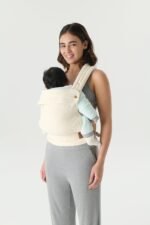Ergonomic Baby Carrier Newborn to Toddler, Lightweight & Breathable Cotton Infant Carrier for Hands Free Comfort (Off White) - Image 3