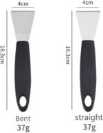 Stainless Steel metal Scraper, stove top Oven Scraper Tool non scratch, window glass scraper,Kitchen Cleaning,glass stripper,Putty,grout,sticker,Wallpaper, Paint,cooktop,Straight + Bending 2-PCS - Image 3