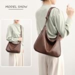 NIUEIMEE ZHOU Hobo Bags for Women Foldable Vegan Leather Shoulder Handbag Slouchy Tote Crossbody Purses - Image 3