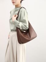 NIUEIMEE ZHOU Hobo Bags for Women Foldable Vegan Leather Shoulder Handbag Slouchy Tote Crossbody Purses - Image 4