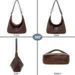 NIUEIMEE ZHOU Hobo Bags for Women Foldable Vegan Leather Shoulder Handbag Slouchy Tote Crossbody Purses - Image 5