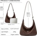 NIUEIMEE ZHOU Hobo Bags for Women Foldable Vegan Leather Shoulder Handbag Slouchy Tote Crossbody Purses - Image 7