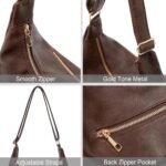 NIUEIMEE ZHOU Hobo Bags for Women Foldable Vegan Leather Shoulder Handbag Slouchy Tote Crossbody Purses - Image 8