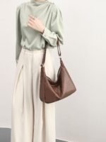 NIUEIMEE ZHOU Hobo Bags for Women Foldable Vegan Leather Shoulder Handbag Slouchy Tote Crossbody Purses - Image 10