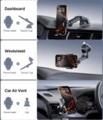 Miracase Phone Holders for Your Car, [Thick Case & Heavy Phone Friendly] Universal Cell Phone Car Mount, 3-in-1 Phone Mount for Car Dashboard Windshield Air Vent Fit for All Smartphones, Dark Grey - Image 3