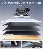 Miracase Phone Holders for Your Car, [Thick Case & Heavy Phone Friendly] Universal Cell Phone Car Mount, 3-in-1 Phone Mount for Car Dashboard Windshield Air Vent Fit for All Smartphones, Dark Grey - Image 8