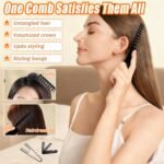 Texture Comb, Voluminous Wide Toothed Hair Comb,Travel Folding Design, Wide & Fine-Toothed Dual-Purpose SetBangs Seam Grooming Accessory for Women Men, ABS plastic with textured grip(1 SET) - Image 5
