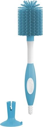 Dr. Brown's Soft Touch No Scratch Baby Bottle Cleaning Brush Nipple Cleaner with Stand and Storage Clip, BPA Free, Blue 1-Pack - Image 6