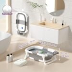 Collapsible Baby Bathtub for Newborn to Toddler (0-18 Months) - Foldable Baby Bath Tub with Soft Towel, Newborn& Infant Bathtub for Travel and Outdoor, Grey - Image 4