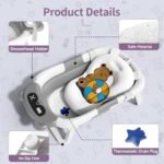 Collapsible Baby Bathtub for Newborn to Toddler (0-18 Months) - Foldable Baby Bath Tub with Soft Towel, Newborn& Infant Bathtub for Travel and Outdoor, Grey - Image 5