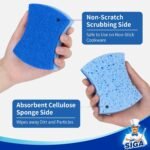 MR.SIGA Non-Scratch Cellulose Scrub Sponge, Dual-Sided Dishwashing Sponge for Kitchen, 12 Pack - Image 5