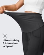 G4Free Maternity Dress Yoga Pants with Pockets Over The Belly Stretchy Work Slack Pregnancy Wide Leg Lounge Trousers - Image 4