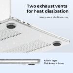 EooCoo Case Compatible with MacBook Air 13 inch 2026 2025-2022 Release M4 M3 M2 A3240 A3113 A2681, Glitter Hard Shell&Keyboard Skin Cover&Screen Protector for Mac Air 13.6 inch Case, Sparkly Clear - Image 6