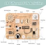 Potatomato Montessori Large Busy Board for 1 2 3 4 Year Old- Wooden Sensory Toys -Fidget Activity Board for Toddlers Boys and Girls- Motor Skills Gifts for ADHD & Autistic Children Kids - Image 4