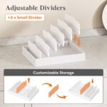 Lifewit Kitchen Cabinet Organizer for Food Contanier Lid, Large Lid Holder with 6 Adjustable Dividers & 7 Sections for Pantry Organizers and Storage, Home Drawer Organization, 13" x 10" - Image 4