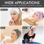 KinHwa Spa Facial Headband Adjustable Towel Headband Make Up Wrap Head Band for Face Washing, Shower, Yoga Sports 3 Pack Grey White Purple - Image 3