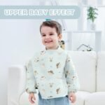 Little Dimsum Full Sleeved Feeding Bib 2 Pack,Baby & Toddler Waterproof Bib Apron,Food Protection Large Pocket Eating Smock 6-36 Months(Hat Bear&owl) - Image 3