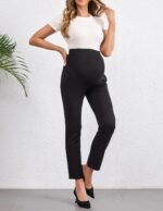 Maternity Pants for Work Ankle Adjustable Waistband Pregnancy Dress Pants Business Office Formal Slacks with Pockets - Image 6