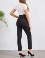 Maternity Pants for Work Ankle Adjustable Waistband Pregnancy Dress Pants Business Office Formal Slacks with Pockets - Image 7