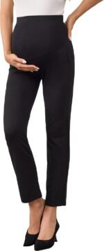 Maternity Pants for Work Ankle Adjustable Waistband Pregnancy Dress Pants Business Office Formal Slacks with Pockets - Image 8