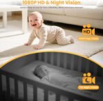 Smart Baby Monitor with SD Card,WiFi 1080P AI Cam with Phone App,2.8'' IPS Display,AI Face Tracking&Sound Detection,Auto Night Vision,2-Way Talk,Multi-User,Triple Security,1500ft Long Range - Image 6
