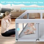 74" ×50" Large Baby Playpen, Baby Playard for Babies and Toddlers, Baby Fence Play Pens for Indoor & Outdoor, Sturdy Safety Play Yard with Soft Breathable Mesh, Anti-Fall, Grey - Image 4