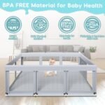 74" ×50" Large Baby Playpen, Baby Playard for Babies and Toddlers, Baby Fence Play Pens for Indoor & Outdoor, Sturdy Safety Play Yard with Soft Breathable Mesh, Anti-Fall, Grey - Image 6