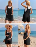 Ekouaer Rompers for Women 2025 Fashion Ribbed Knit Jumpsuit Scoop Neck Loose Outfit Wide Leg Summer One Piece Shortalls - Image 5