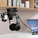 cozoo Headphone Stand with USB Charger Under Desk Headset Holder Mount 3 USB Charging Station,iWatch Stand Watch Dock Dual Earphone Hanger Hook,PC Accessories Gifts,UL Tested - Image 3