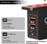 cozoo Headphone Stand with USB Charger Under Desk Headset Holder Mount 3 USB Charging Station,iWatch Stand Watch Dock Dual Earphone Hanger Hook,PC Accessories Gifts,UL Tested - Image 4