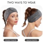 KinHwa Spa Facial Headband Adjustable Towel Headband Make Up Wrap Head Band for Face Washing, Shower, Yoga Sports 3 Pack Gray - Image 5