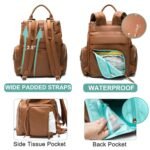 MOMINSIDE Diaper Bag Backpack with 14 Pockets, Leather Baby Bag, pañaleras para bebe Baby Registry, 4 Insulated Pockets, Changing Pad, Stroller Straps (Brown) - Image 5