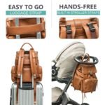 MOMINSIDE Diaper Bag Backpack with 14 Pockets, Leather Baby Bag, pañaleras para bebe Baby Registry, 4 Insulated Pockets, Changing Pad, Stroller Straps (Brown) - Image 6
