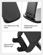2 Pack Cell Phone Stand for Desk, iPad Stand [Height Adjustable & Upgraded Stable Base] Foldable & Non-Slip Silicone Pad Phone Holder, iPhone Stand for All Smartphones, iPad | Office Desk Accessories - Image 4