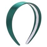 WantGor 1.6 Inch Wide Headbands Silk Satin Plain Headband for Women, Non Slip Solid Hair Bands Hair Accessories Cosplay DIY Holiday Head Band (Dark Green, Large) - Image 3