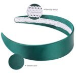 WantGor 1.6 Inch Wide Headbands Silk Satin Plain Headband for Women, Non Slip Solid Hair Bands Hair Accessories Cosplay DIY Holiday Head Band (Dark Green, Large) - Image 4