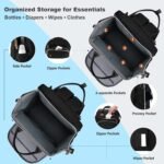 DERJUNSTAR Diaper Bag Backpack, Large Baby Bag with Changing Pad, Thick Padded Back & Straps, Laptop Compartment, Waterproof Travel Backpack with USB Port, Multi-Function for Mom & Dad, Black - Image 3
