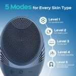 COSLUS FBS01 Facial Cleansing Brush Face Scrubber: Portable Silicone Waterproof Rechargeable Face Wash Brush, 5 Cleansing Modes, Electric Deep Cleaning for Men & Women, Removing Blackhead Exfoliating - Image 5