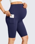G4Free Barefeel Maternity Biker Shorts with Pockets Over The Belly Legging Pregnancy Yoga Pants Athletic Workout 5" 8.5" - Image 3