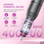 Electric Nail Drill Professional, Portable Nail File for Acrylic Gel Nails, Cordless Rechargeable Ultra Power Nail Drill Kit 40000RPM, HMC320 Salon-Grade Efile Nail Machine (Dark Grey) - Image 3